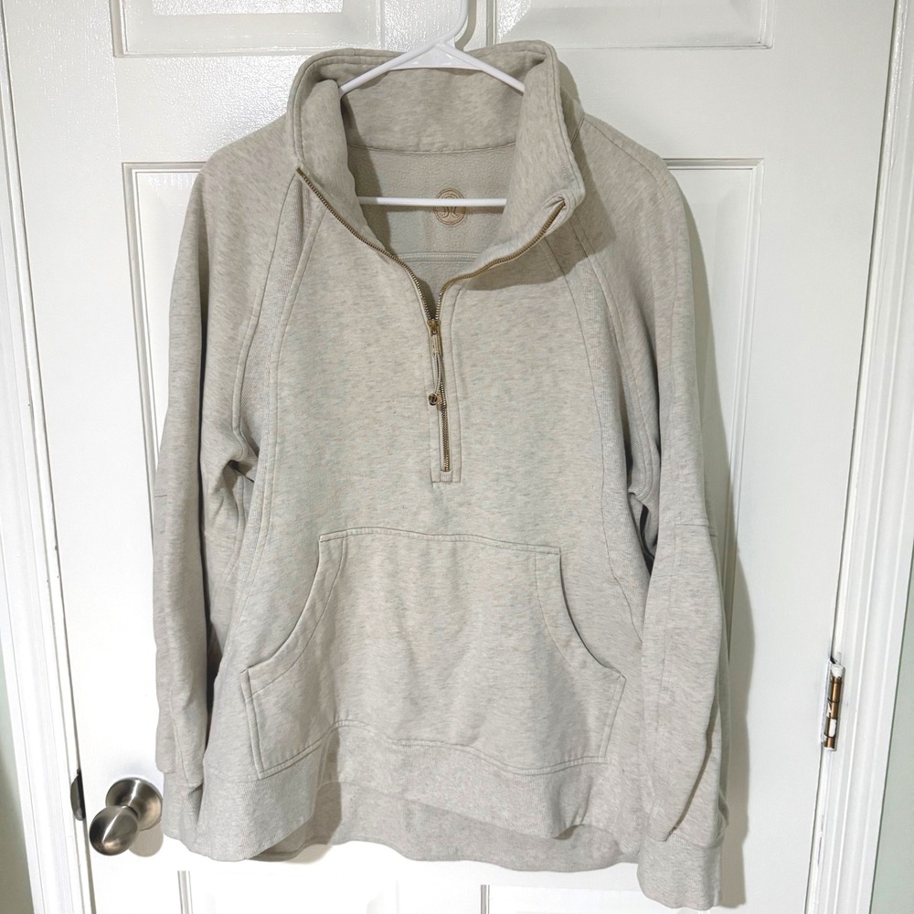 Lululemon Scuba Oversized Funnel Neck Half Zip Gold Heathered Light Grey XL/XXL